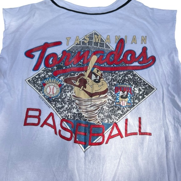 TAZMANIAN Devil Vintage 90’s Savage Slugger Baseball Jersey Shirt SZ L *READ - Picture 11 of 14